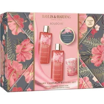 Kosmetická sada Baylis&Harding Tropical Paradise, dárková sada se svíčkou, 4dílná