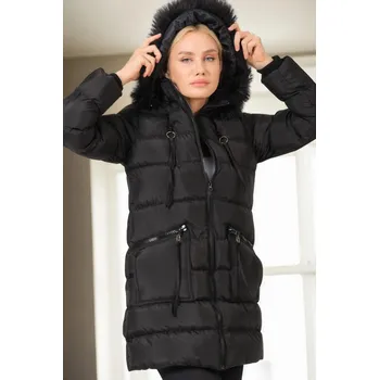 Z6763 DEWBERRY WOMEN'S COAT-BLACK-1 dewberry černá 3224052