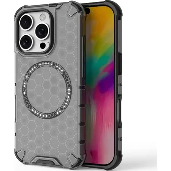 Pouzdro na mobilní telefon Kryt na iPhone 16 Pro odolný Honeycomb s podporou Magsafe černý