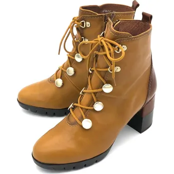 Dámská zimní obuv Dámská kožená kotníková obuv GHI99310 HISPANITAS hnědá Barva: mostaza cuero, Velikost: 37