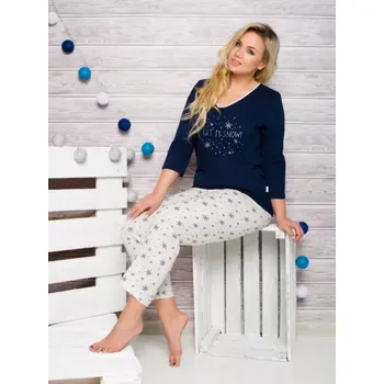 Dámské pyžamo Lena - dámské pyžamo dlouhé Taro, 6XL, modrá
