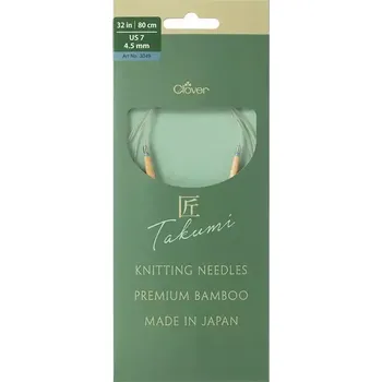 Jehlice Clover kruhové otočné fixní jehlice Pro Takumi 80cm 4,5mm (Clover Circular knitting needles PRO Takumi)