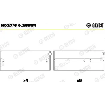 Kliková hřídel Hlavní ložiska klikového hřídele GLYCO H027/5 0.25mm