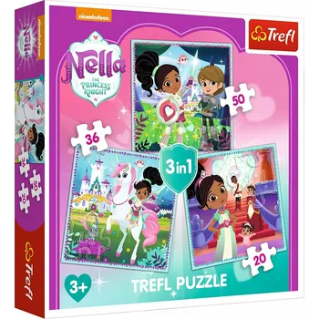 Puzzle Trefl Puzzle 106 dílků Nella, rytířka Puzzle 3v1