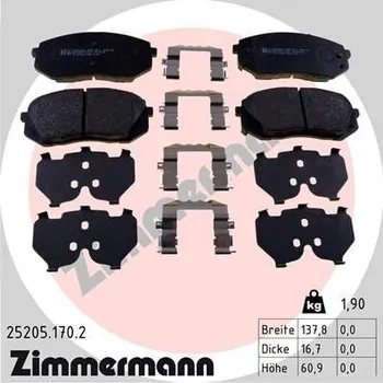 Brzdová destička Sada brzdových destiček, kotoučová brzda ZIMMERMANN 25205.170.2