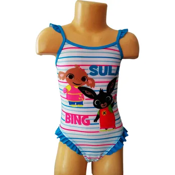 Dívčí plavky Eplusm Plavky ZAJÍČEK BING A SULA s proužky jednodílné modré Barva: Modrá, Velikost: 104/110