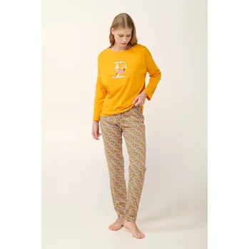 Pánské pyžamo Vamp - Bavlněné dámské pyžamo s květinovým potiskem 21926 - Vamp yellow cadmium S