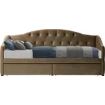 Postel s úložným prostorem, 90x200, hnědá Velvet látka, ZASKA