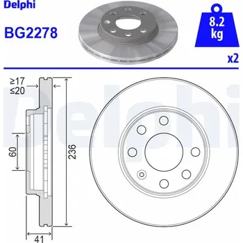 Brzdový kotouč Brzdový kotouč DELPHI BG2278