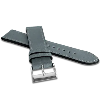 Řemínek na hodinky LAVVU Šedý prošitý řemínek SLIM z luxusní kůže Top Grain - 22 LSZUA22