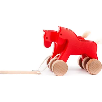 Dřevěná hračka Bajo Tahací Skákací koně červená