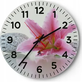 Hodiny Nástěnné hodiny do obýváku 40x40 Květiny Kulatý Skleněné hodiny Loft Tiché