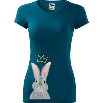 Dámské oblečení DOBRÝ TRIKO Dámské tričko Králík s korunkou Velikost: S, Barva: Petrolejová