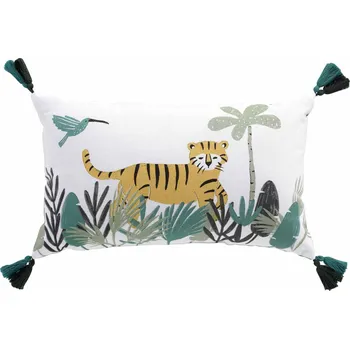 Dekorativní polštářek Douceur d'Intérieur Dětský polštář Jungle story bílý 30 x 50 cm