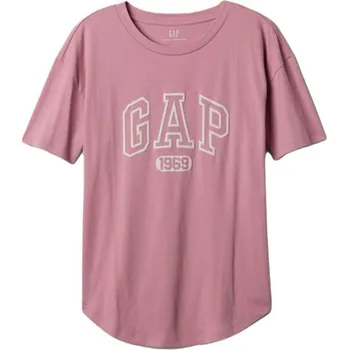Dámská móda Dámské tričko GAP FRCH SS ORGANIC VINTAGE S Růžová, Bílá