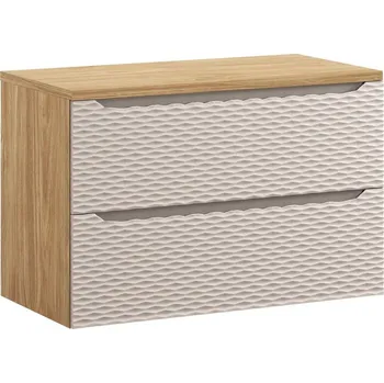 Policová skříň Závěsná skříňka pod umyvadlo Ocean Beige s deskou 90 cm béžová/dub olejovaný
