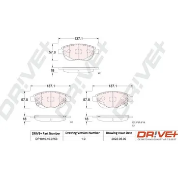 Brzdová destička Sada brzdových destiček, kotoučová brzda Dr!ve+ DP1010.10.0753