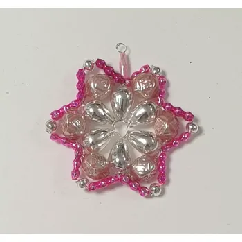 Vánoční ozdoba Vánoční hvězdička Ø6cm - růžová/stříbrná