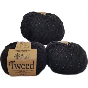 Příze Borgo de Pazzi Tweed 99 Černá (Příze Tweed 99 Černá)