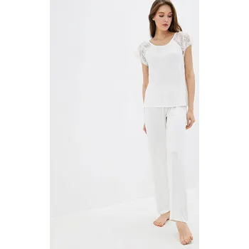 Dámské pyžamo Luisa Moretti Dámské bambusové pyžamo SUSANA Barva: Krémová, Velikost: XL