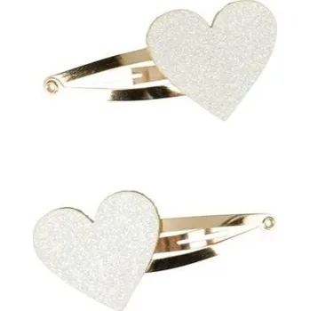 Ostaria Sponky do vlasů Srdce bílé třpytky x2