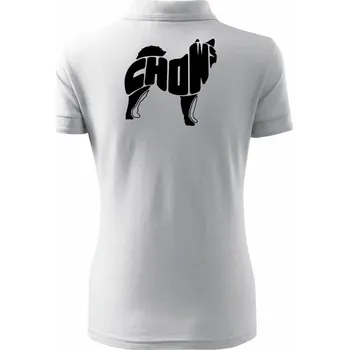 Čau Čau - nápis v těle - Polokošile dámská Pique Polo - 2XL ( Bílá )