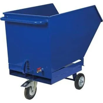 Popelnice Pojízdný výklopný kontejner se sítem, výpustným kohoutem a kapsami pro vysokozdvižný vozík, objem 400 l, modrý