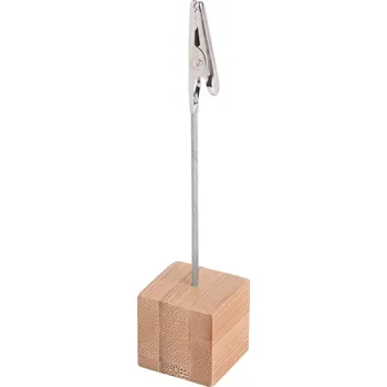 Stojan na vizitku Bambusový stojánek ve tvaru krychle s klipem vzkazy, 1 ks