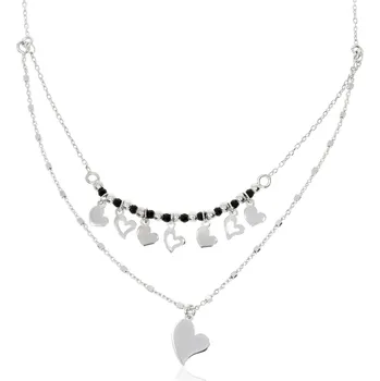 Řetízek Zlatnictví Helios Dvojitý stříbrný řetízek se srdíčky