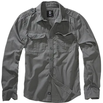 Pánská košile Košile Vintage Shirt Longsleeve 1/1 charcoal grey 3XL