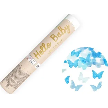 PartyDeco Vystřelovací konfety Hello Baby - Modré motýlky 20 cm