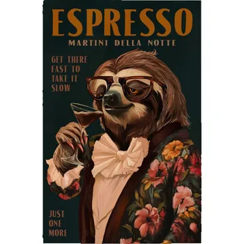 Plakát Plakát, Obraz - Art Deco Espresso Martini Drinking Sloth, The Whiskey Ginger
