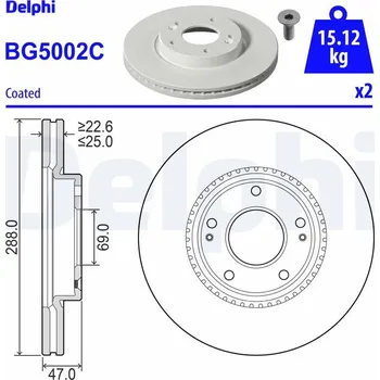 Brzdový kotouč Brzdový kotouč DELPHI BG5002C
