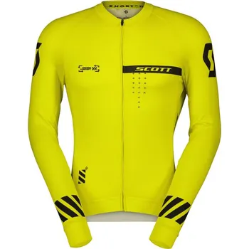cyklistický dres SCOTT Pánský cyklistický dres RC Pro LS léto Žlutá XL Pánské