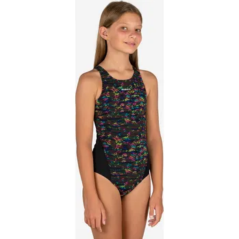 Dívčí plavky DECATHLON Dívčí plavky jednodílné 500 Kamiye 12 LET ZELENÁ|ČERNÁ|ŽLUTÁ