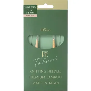 Jehlice Clover kruhové otočné fixní jehlice Pro Takumi 40cm 5,5mm (Clover Circular knitting needles PRO Takumi)