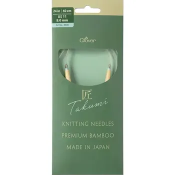 Jehlice Clover kruhové otočné fixní jehlice Pro Takumi 60cm 8mm (Clover Circular knitting needles PRO Takumi)