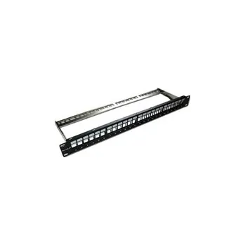 Patch panel XtendLan Patch panel 19", 24 portů, neosazený, stíněný, černý, ,CAT5e,6,6A,7, vyvazovák