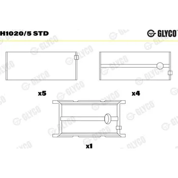 Kliková hřídel Hlavní ložiska klikového hřídele GLYCO H1020/5 STD