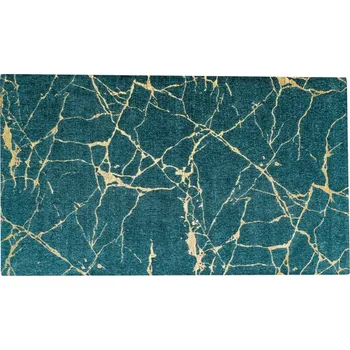 Koberec Designový obdélníkový glamour tyrkysový koberec Tyron se zlatými detaily v mramorovém designu 240 cm