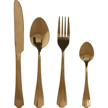 Kuchyňský nůž Sada příborů Home ESPRIT Nerezová ocel Zlatá (2 x 24 x 0,4 cm) (16 ks)