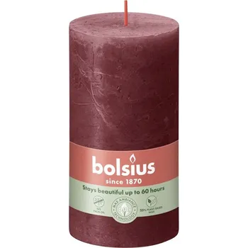 Svíčka Bolsius Rustic Shine Válec 68x130mm Velvet Red, bordó svíčka 417 gram