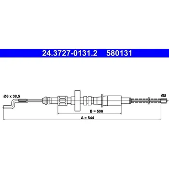 Lanko parkovací brzdy Tažné lanko, parkovací brzda ATE 24.3727-0131.2