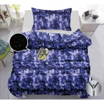 Povlečení TOTÁLNÍ MASAKR CEN ! BAVLNĚNÉ POVLEČENÍ SVÍTÍCÍ - NOČNÍ OBLOHA - MODRÉ 140x200/70x90