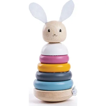 Dřevěná hračka Bigjigs Toys Bigjigs Baby Dřevěná motorická nasazovací věž králíček