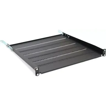 Racková skříň Polička do racku 19" 1U, 483 × 450 mm, černá, perforovaná s nastavením a podporou