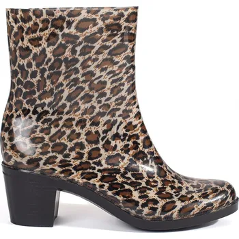 Dámské holínky Dámské holínky na podpatku s leopardím vzorem, podpatek 6 cm 63030LEO Velikost: 39