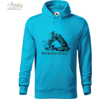 Dámská mikina Mikina - Moravský kovboj Barva: Modrá - tyrkysová (44), Velikost: S, Střih: Pánské