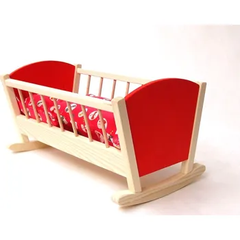 Doplněk pro panenku Česká dřevěná hračka Dřevěná Kolébka pro panenky barevná