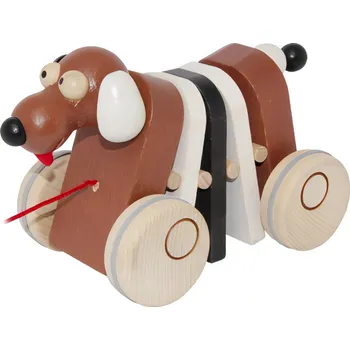 Dřevěná hračka Česká dřevěná hračka Dřevěný tahací pejsek klapací